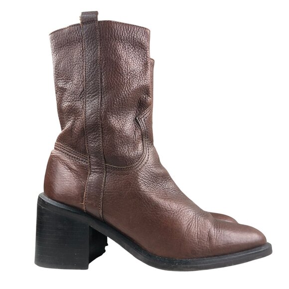 Nicole BRAZIL Women's Size 6.5M Force Brown Leather Pointed Toe Side Zip Boots - Picture 1 of 16